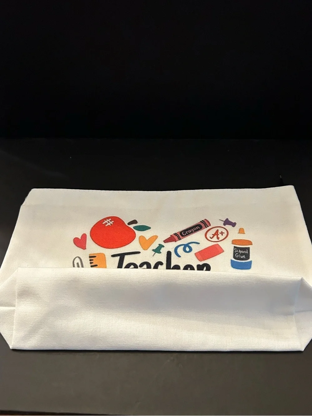 Teacher Themed Canvas Zipper Storage Pouch with 8 Colorful Sayings Available NIP
